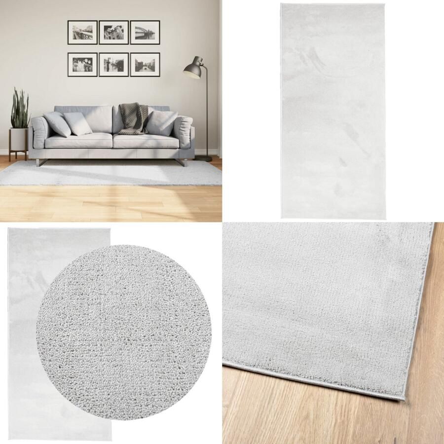 VidaXL Vloerkleed OVIEDO laagpolig 100x200 cm grijs Vloerkleed Vloerkleden Tapijt Vloerbedekking