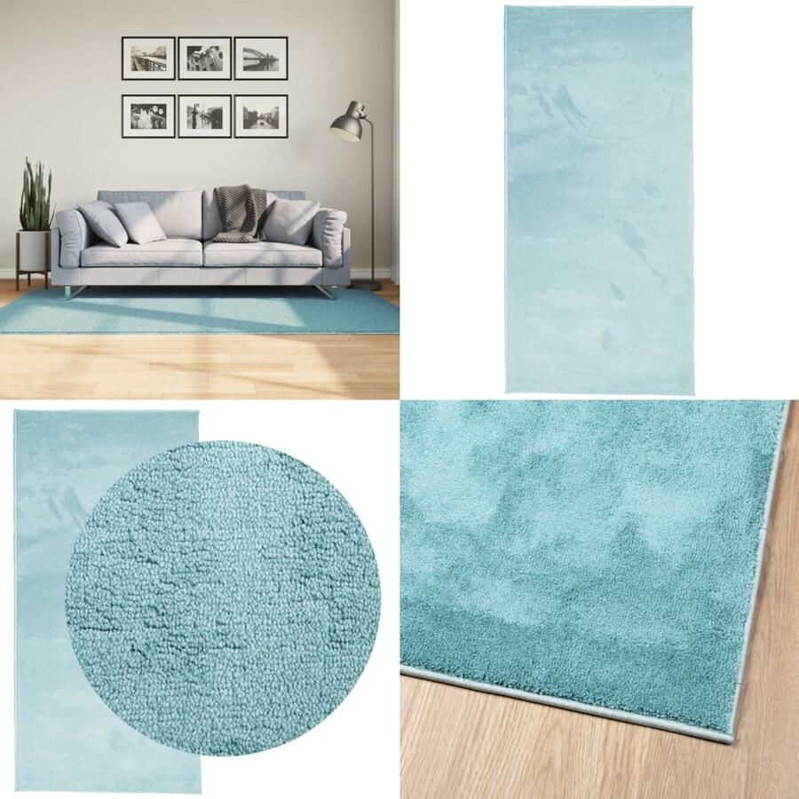 VidaXL Vloerkleed OVIEDO laagpolig 100x200 cm groen Vloerkleed Vloerkleden Tapijt Vloerbedekking