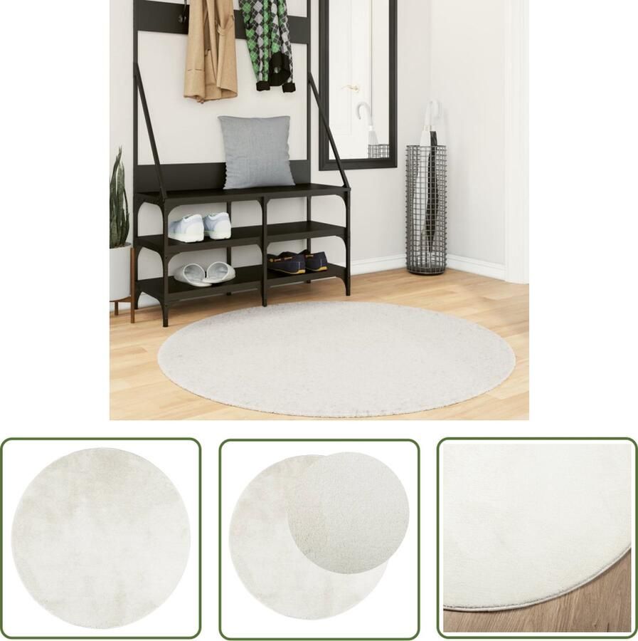 The Living Store OVIEDO Vloerkleed 120 cm Crème Polyester 100% Ã-KO-TEX Textuur badstofachtig Duurzaam en warm Vloerkleed Tapijten Kamerdecoratie Woonkamer Decoratie Slaapkamer Decoratie