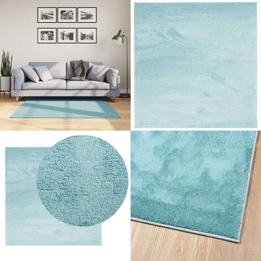 VidaXL Vloerkleed OVIEDO laagpolig 120x120 cm groen Vloerkleed Vloerkleden Tapijt Vloerbedekking