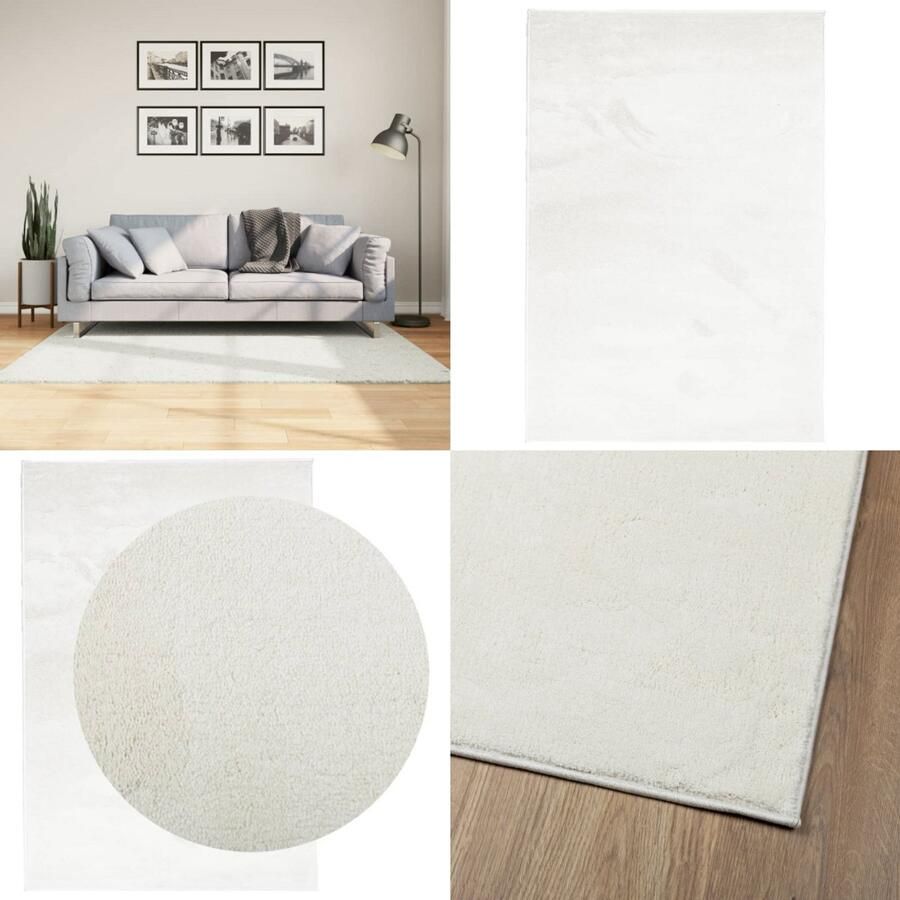 VidaXL Vloerkleed OVIEDO laagpolig 120x170 cm crèmekleurig Vloerkleed Vloerkleden Tapijt Vloerbedekking