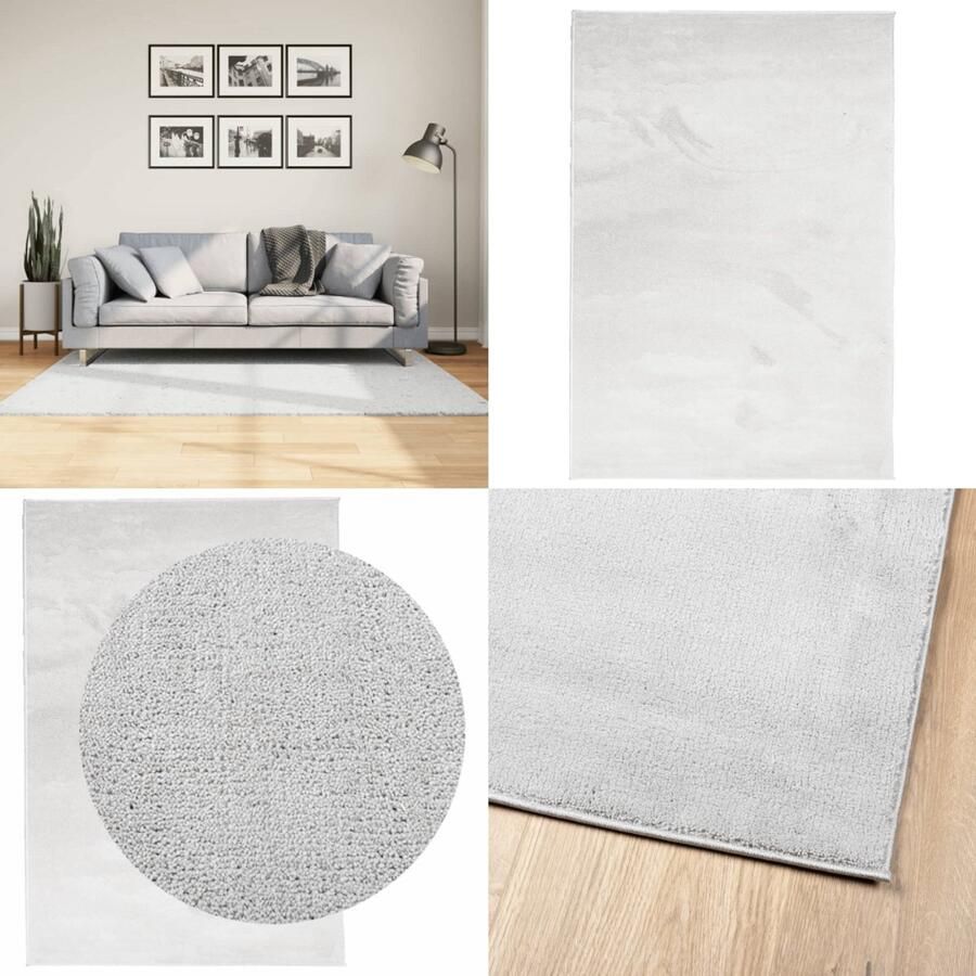 VidaXL Vloerkleed OVIEDO laagpolig 120x170 cm grijs Vloerkleed Vloerkleden Tapijt Vloerbedekking