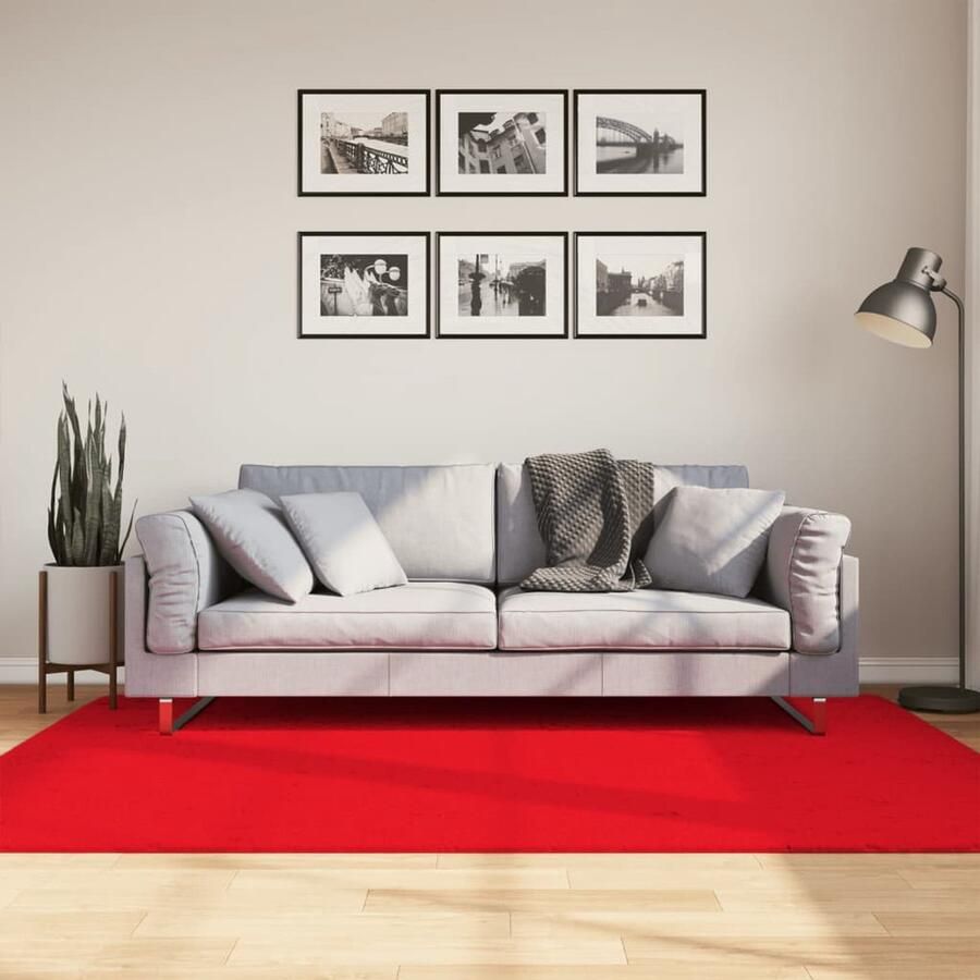 VidaXL Vloerkleed OVIEDO Laagpolig 140x200 cm Rood Vloerkleed Tapijt Woonkamer Slaapkamer Gang
