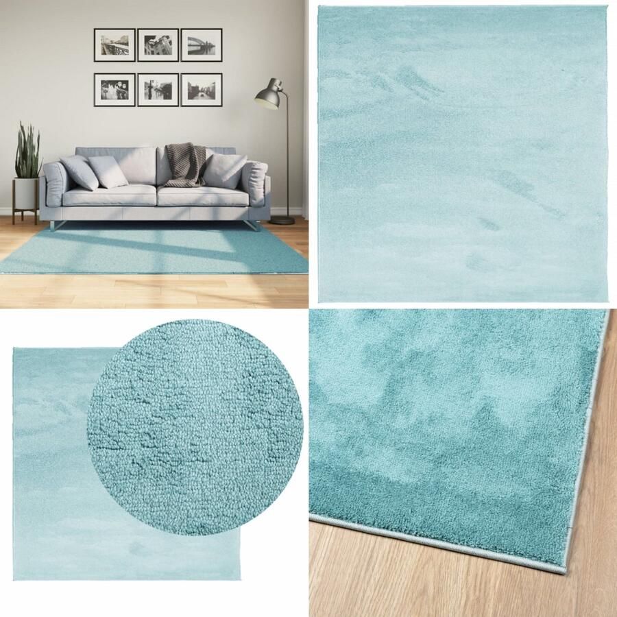 VidaXL Vloerkleed OVIEDO laagpolig 160x160 cm groen Vloerkleed Vloerkleden Tapijt Vloerbedekking