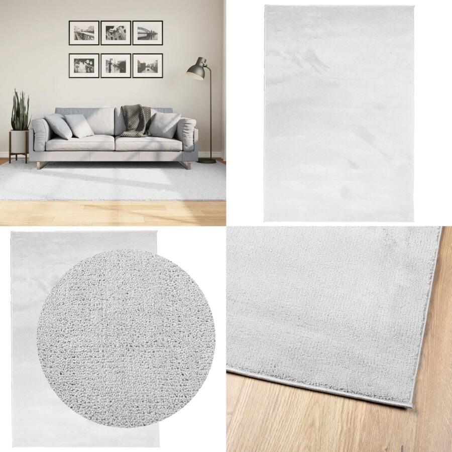 VidaXL Vloerkleed OVIEDO laagpolig 160x230 cm grijs Vloerkleed Vloerkleden Tapijt Vloerbedekking