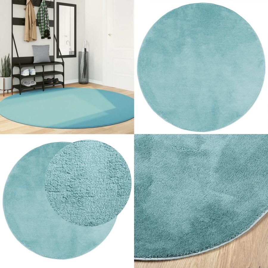 VidaXL Vloerkleed OVIEDO laagpolig Ø 200 cm groen Vloerkleed Vloerkleden Tapijt Vloerbedekking