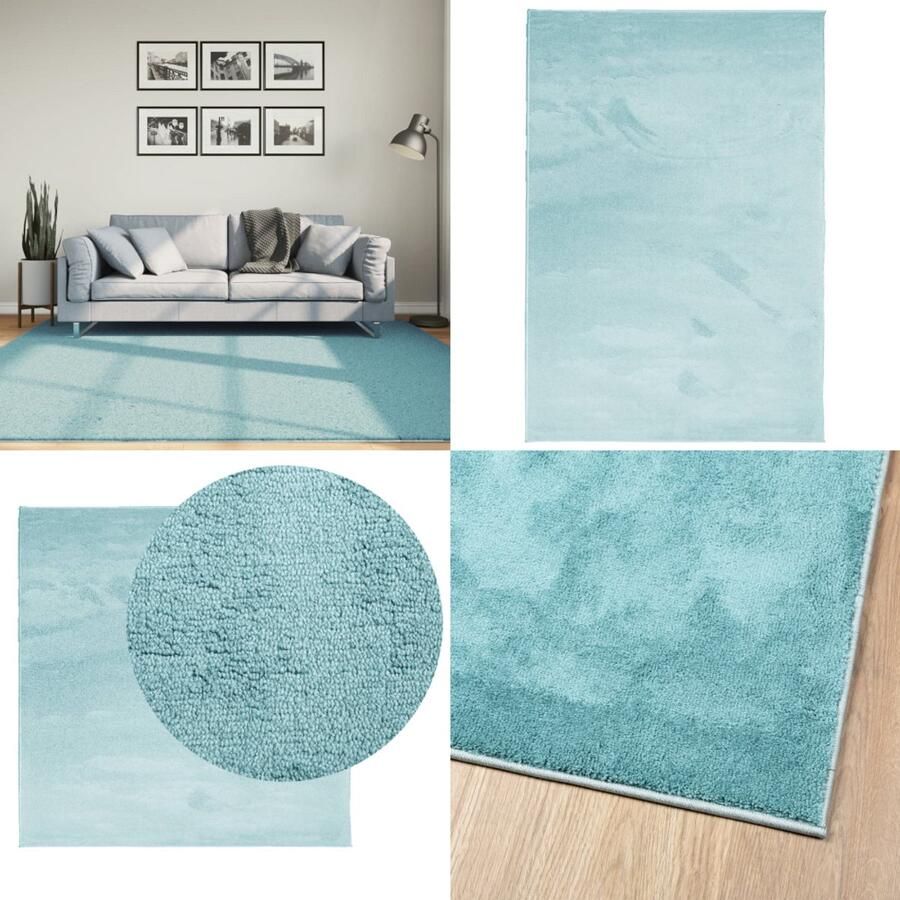 VidaXL Vloerkleed OVIEDO laagpolig 200x200 cm groen Vloerkleed Vloerkleden Tapijt Vloerbedekking