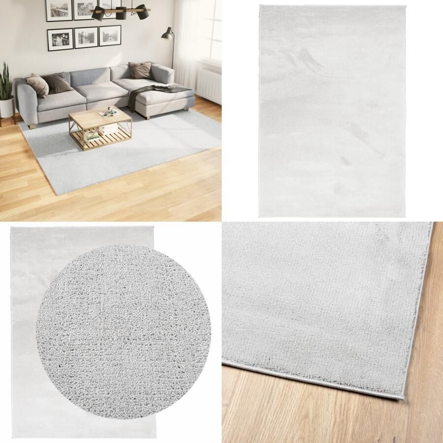 VidaXL Vloerkleed OVIEDO laagpolig 200x280 cm grijs Vloerkleed Vloerkleden Tapijt Vloerbedekking