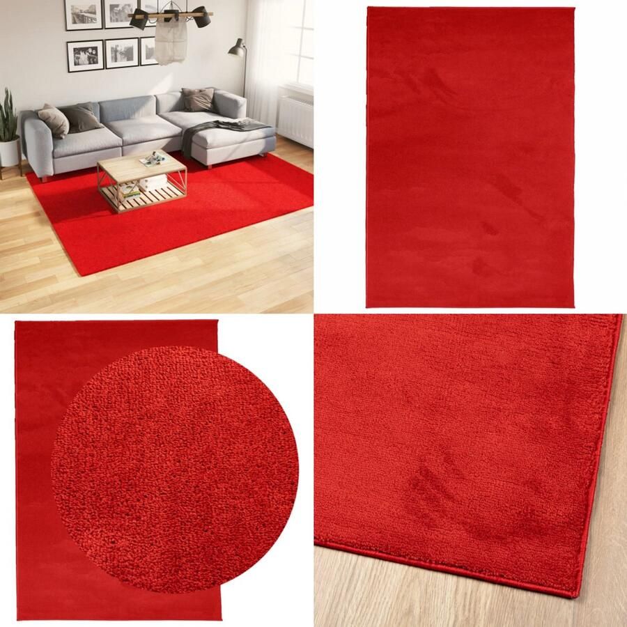 VidaXL Vloerkleed OVIEDO laagpolig 200x280 cm rood Vloerkleed Vloerkleden Tapijt Vloerbedekking