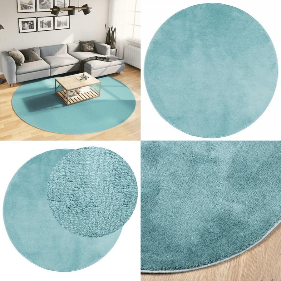 VidaXL Vloerkleed OVIEDO laagpolig Ø 240 cm groen Vloerkleed Vloerkleden Tapijt Vloerbedekking