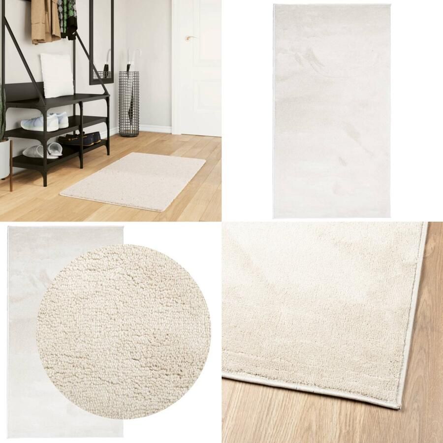 VidaXL Vloerkleed OVIEDO laagpolig 60x110 cm beige Vloerkleed Vloerkleden Tapijt Vloerbedekking