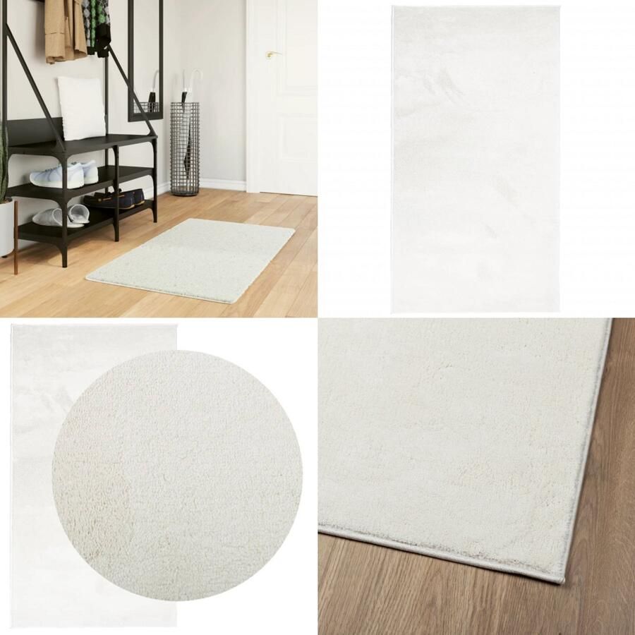 VidaXL Vloerkleed OVIEDO laagpolig 60x110 cm crèmekleurig Vloerkleed Vloerkleden Tapijt Vloerbedekking