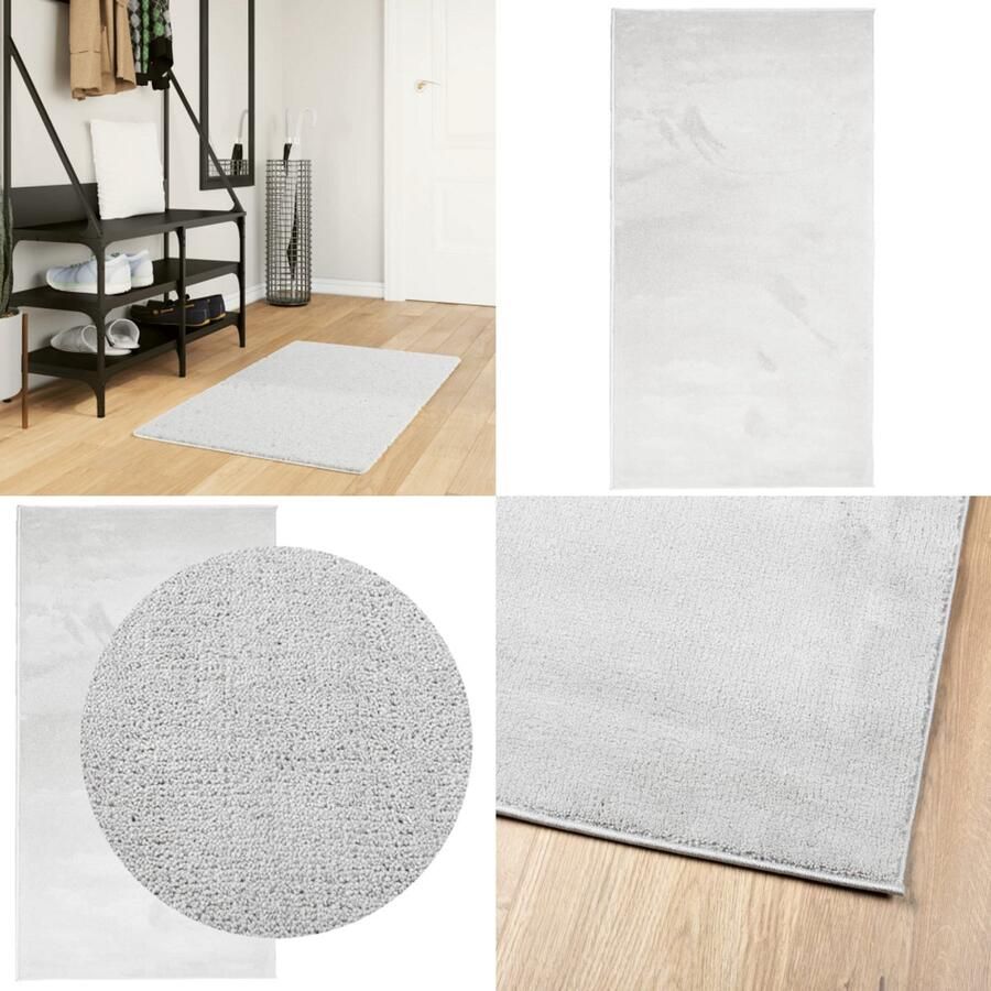 VidaXL Vloerkleed OVIEDO laagpolig 60x110 cm grijs Vloerkleed Vloerkleden Tapijt Vloerbedekking