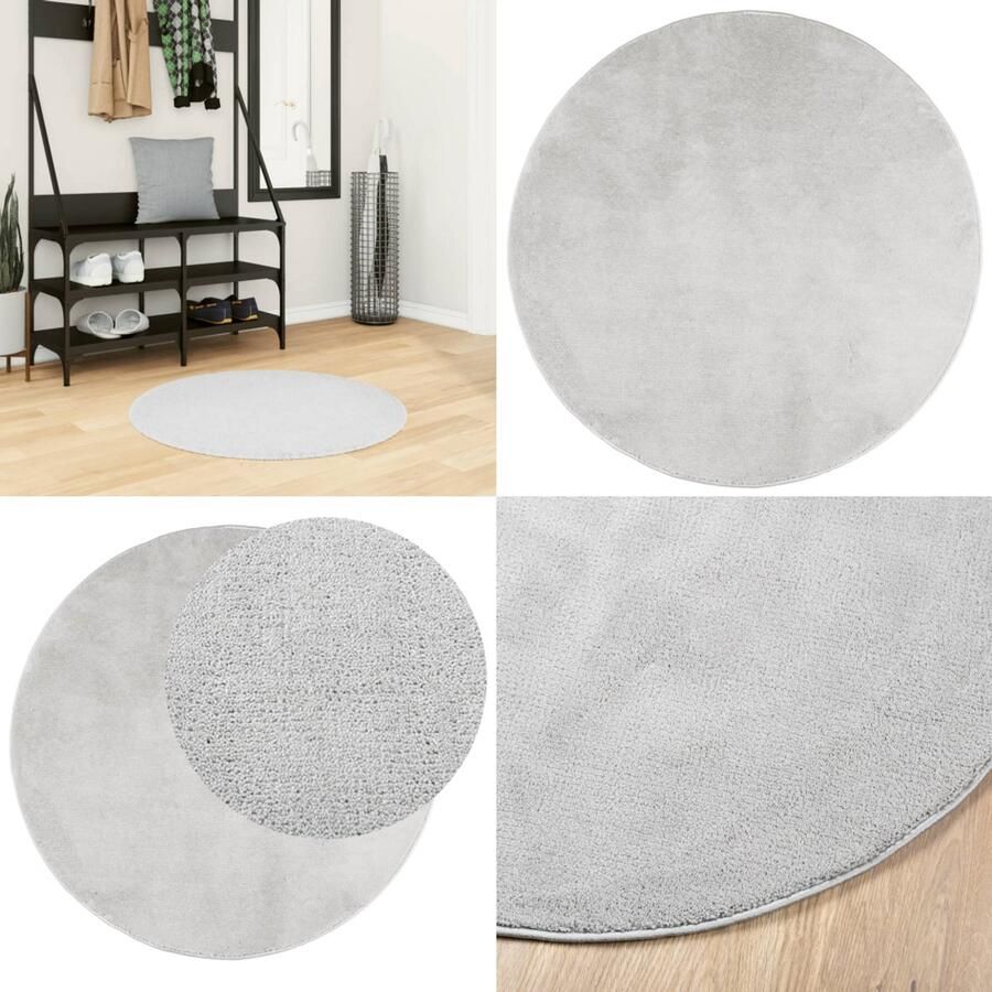 VidaXL Vloerkleed OVIEDO laagpolig Ø 80 cm grijs Vloerkleed Vloerkleden Tapijt Vloerbedekking