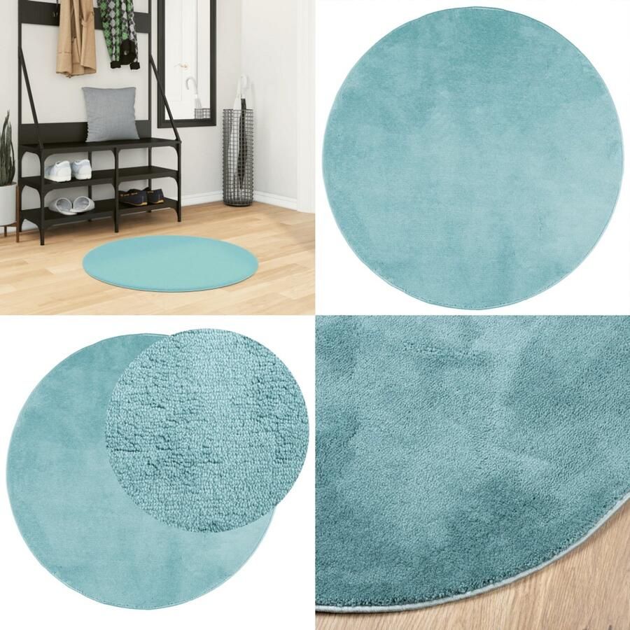 VidaXL Vloerkleed OVIEDO laagpolig Ø 80 cm groen Vloerkleed Vloerkleden Tapijt Vloerbedekking