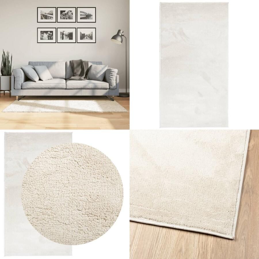 VidaXL Vloerkleed OVIEDO laagpolig 80x150 cm beige Vloerkleed Vloerkleden Tapijt Vloerbedekking
