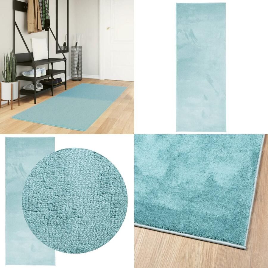 VidaXL Vloerkleed OVIEDO laagpolig 80x200 cm groen Vloerkleed Vloerkleden Tapijt Vloerbedekking