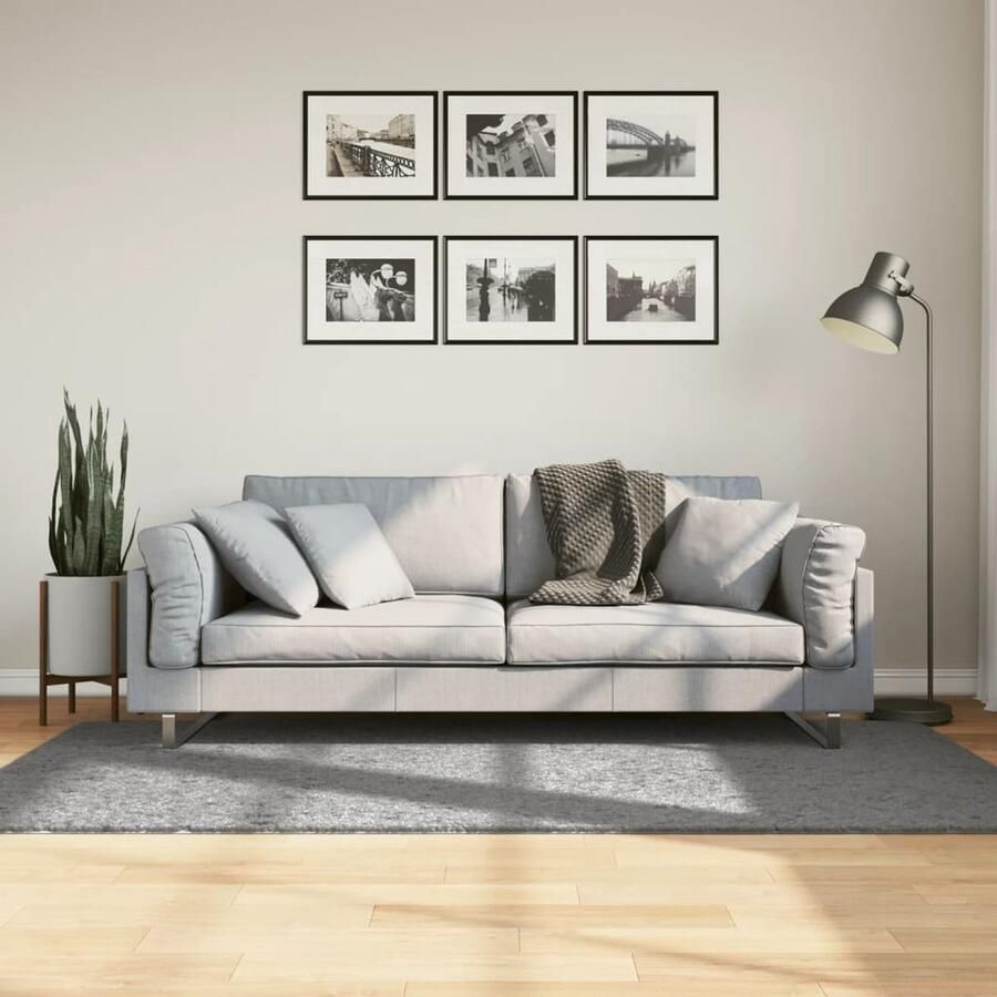 VidaXL Vloerkleed PAMPLONA 100x200 cm Grijs Shaggy Vloerkleed Polypropyleen Vloerkleed Grijze Vloerkleed Woonkamer Tapijt Slaapkamer Tapijt - Foto 2