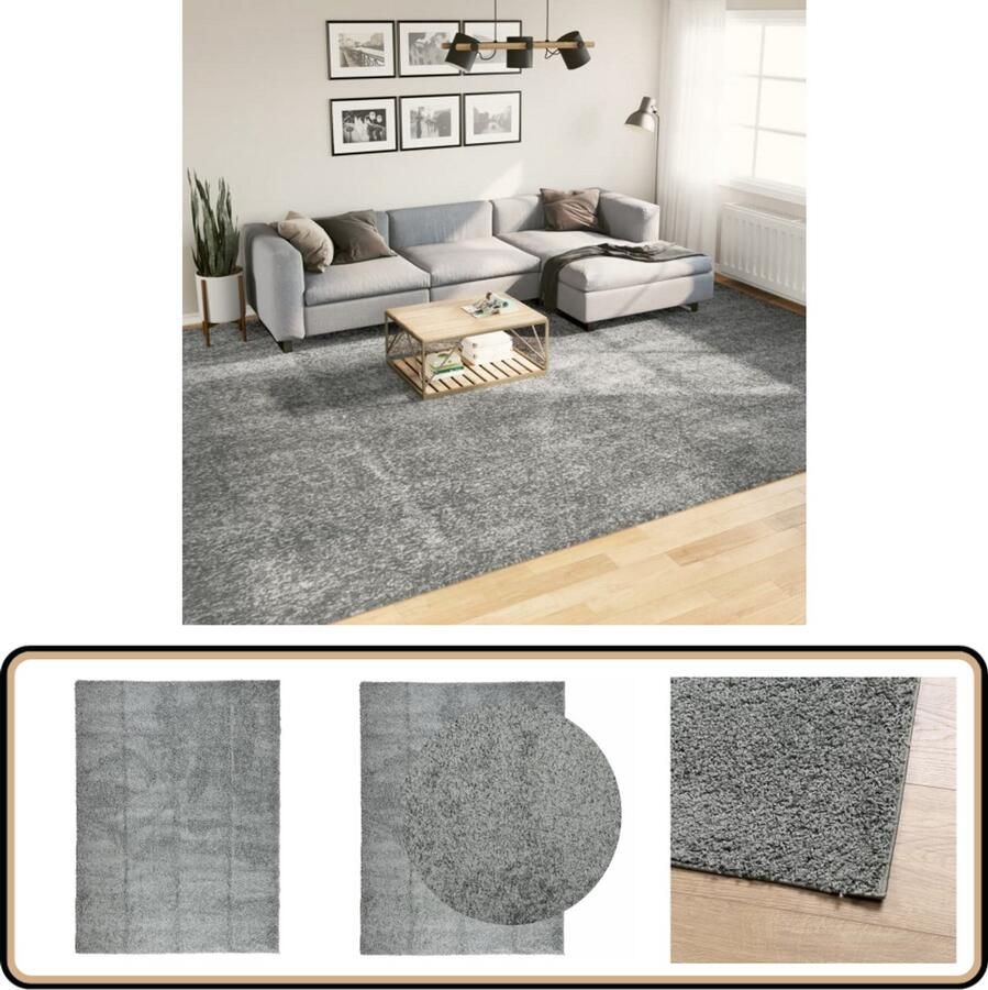 VidaXL Vloerkleed PAMPLONA 300x400 cm Groen Shaggy Tapijten Groene Tapijten Vloerkleed Salon Vloerkleed Slaapkamer Groot Vloerkleed