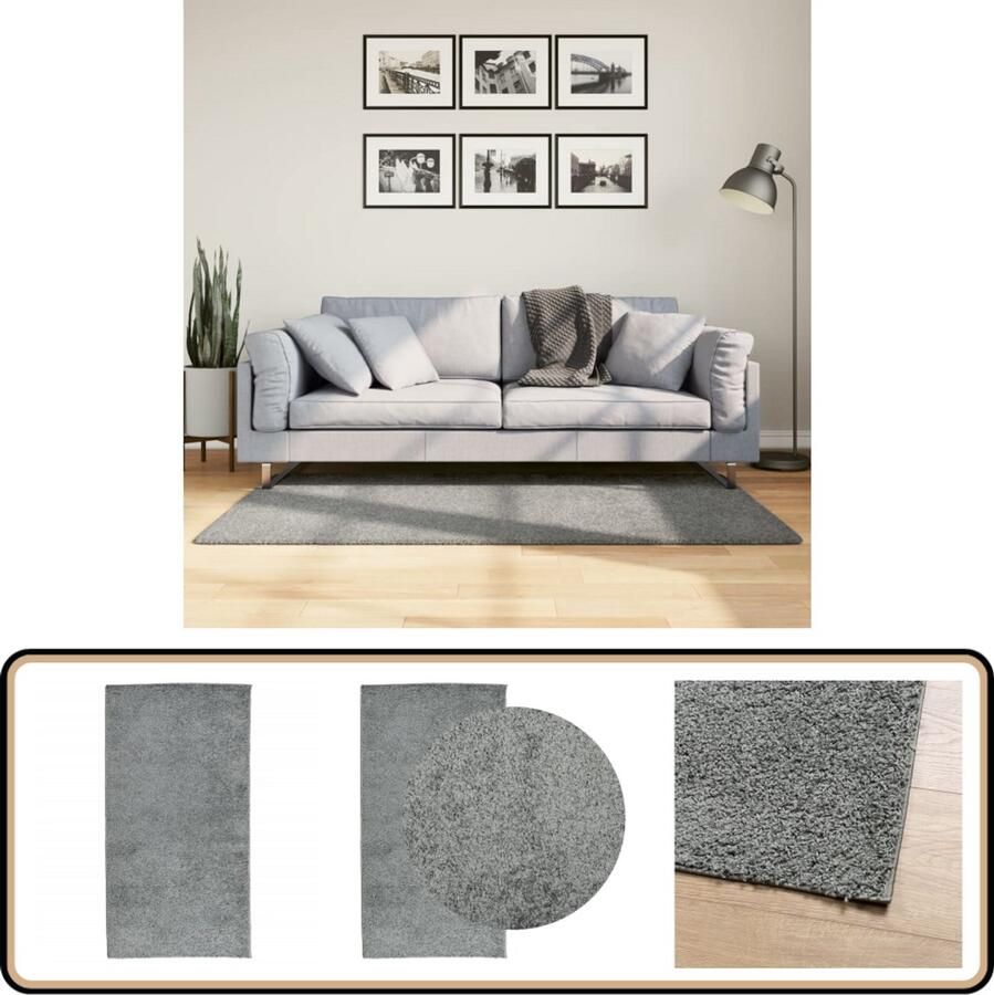 The Living Store Pamplona Shaggy vloerkleed 80 x 150 cm groen 100% polypropeen Shaggy Vloerkleed Groen Woonkamer Tapijt Living Room Decor Vloerbekleding