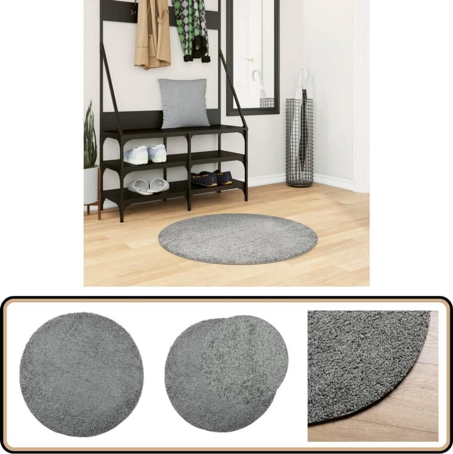 The Living Store Vloerkleed PAMPLONA shaggy hoogpolig modern Ø 80 cm groen Shaggy Vloerkleed Groene Vloerkleed Rond Vloerkleed Woonkamer Vloerkleed Slaapkamer