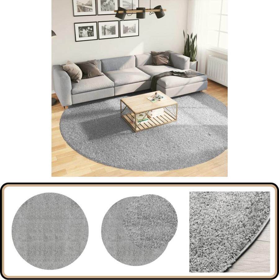 The Living Store PAMPLONA Vloerkleed 280 cm grijs 100% polypropeen met 30 mm poolhoogte Shaggy Vloerkleed Polypropyleen Vloerkleed Grijze Vloerkleed Groot Vloerkleed Woonkamer Tapijt