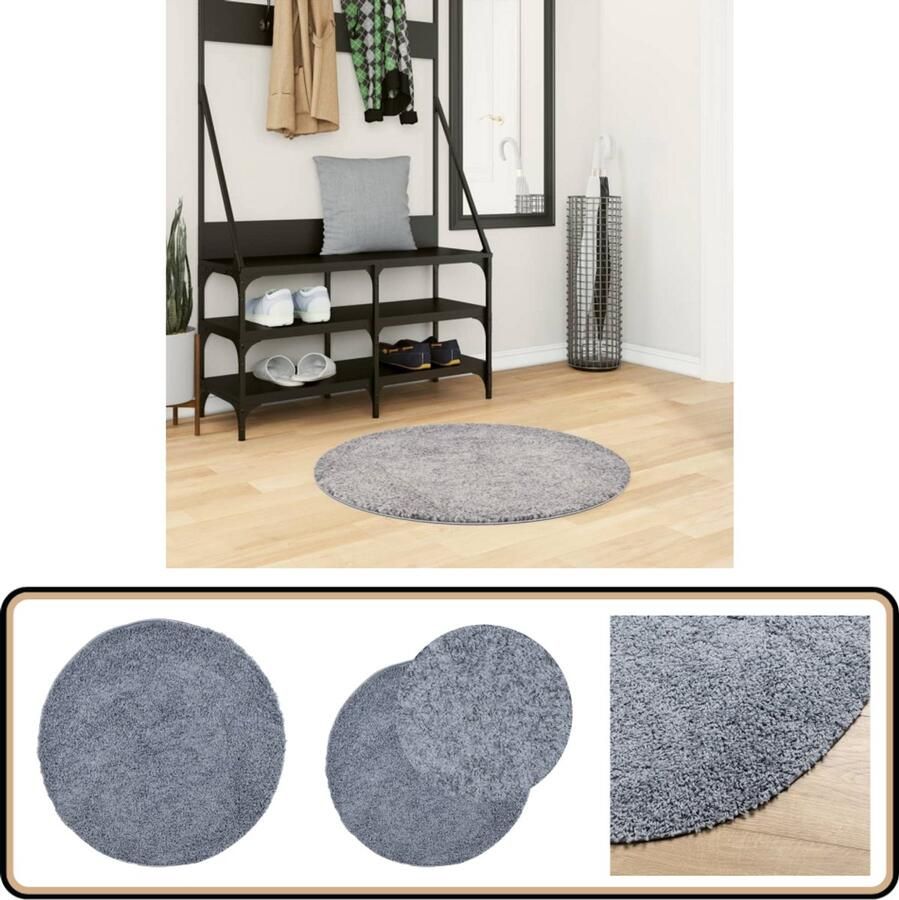 The Living Store PAMPLONA Vloerkleed 80 cm Blauw Cozy Shaggy design 100% polypropeen 30mm poolhoogte Shaggy Vloerkleed Polypropyleen Vloerkleed Blauwwoonkamertapijten Woonkamerdecoratie Living Accessoires