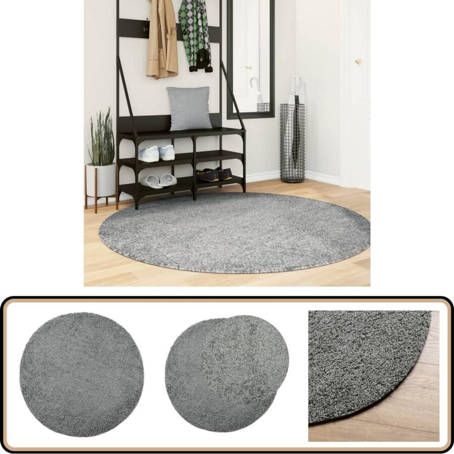 The Living Store Vloerkleed PAMPLONA shaggy hoogpolig modern Ø 160 cm groen Shaggy Vloerkleed Groene Vloerkleed Ronde Vloerkleed Polypropyleen Vloerkleed Groot Vloerkleed