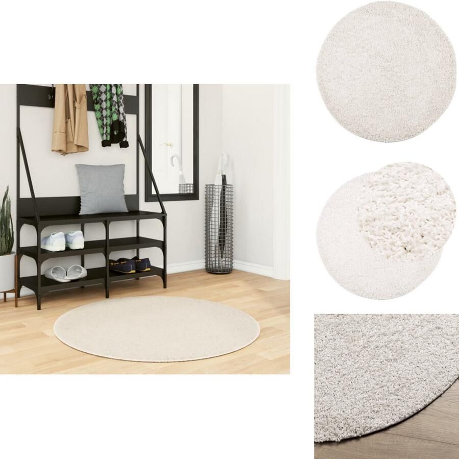 The Living Store Vloerkleed PAMPLONA shaggy hoogpolig modern Ø 100 cm crèmekleur Shaggy Vloerkleed Crème Kleur Rond Tapijt Vloerkleed Living Room Vloerkleed Slaapkamer