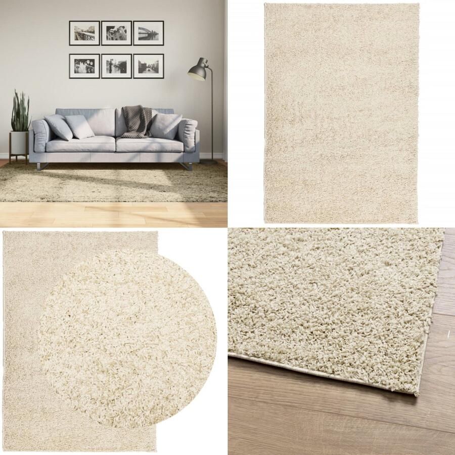 The Living Store PAMPLONA Shaggy vloerkleed 160 x 230 cm Goud 100% Polypropeen Shaggy Vloerkleed Woonkamer Tapijt Slaapkamer Tapijt Gouden Vloerkleed