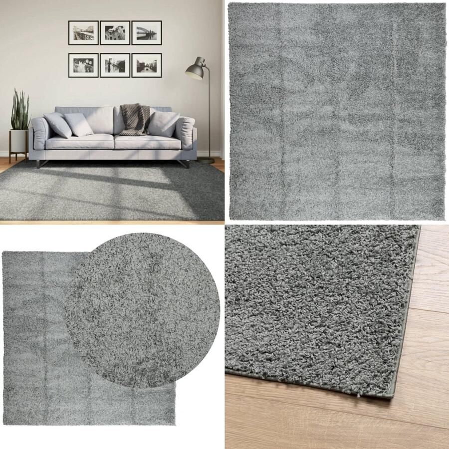 VidaXL Vloerkleed PAMPLONA shaggy hoogpolig modern 200x200 cm groen Vloerkleed Vloerkleden Tapijt Vloerbedekking