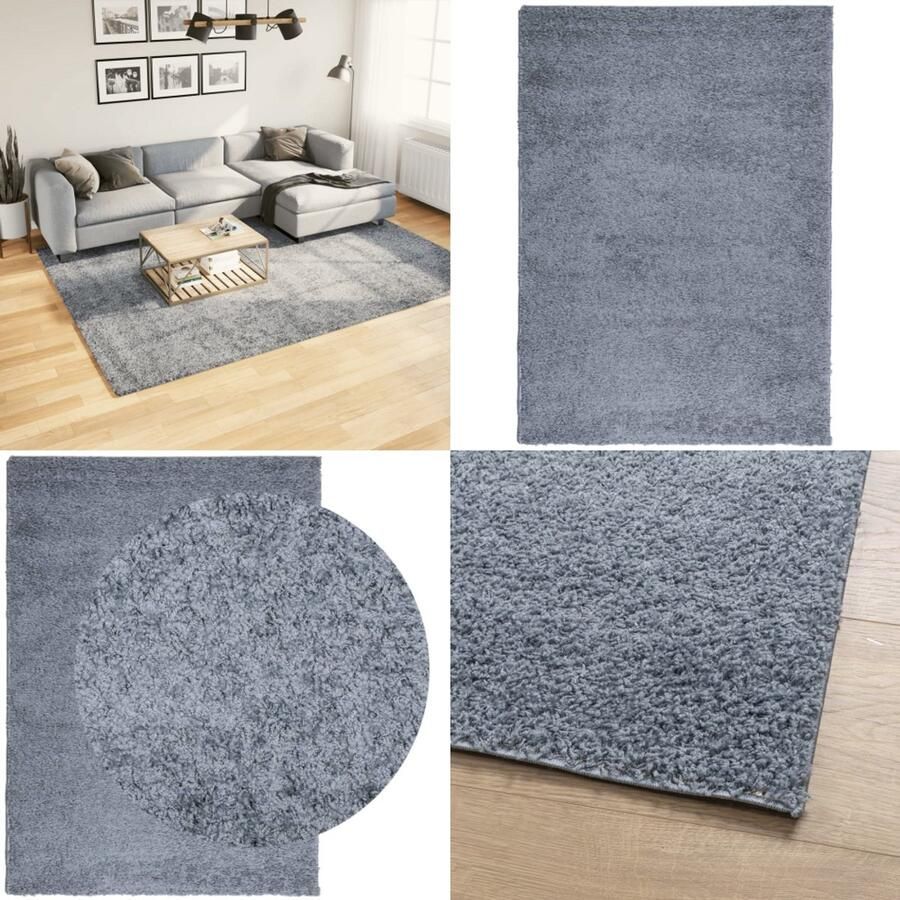VidaXL Vloerkleed PAMPLONA shaggy hoogpolig modern 200x280 cm blauw Vloerkleed Vloerkleden Tapijt Vloerbedekking