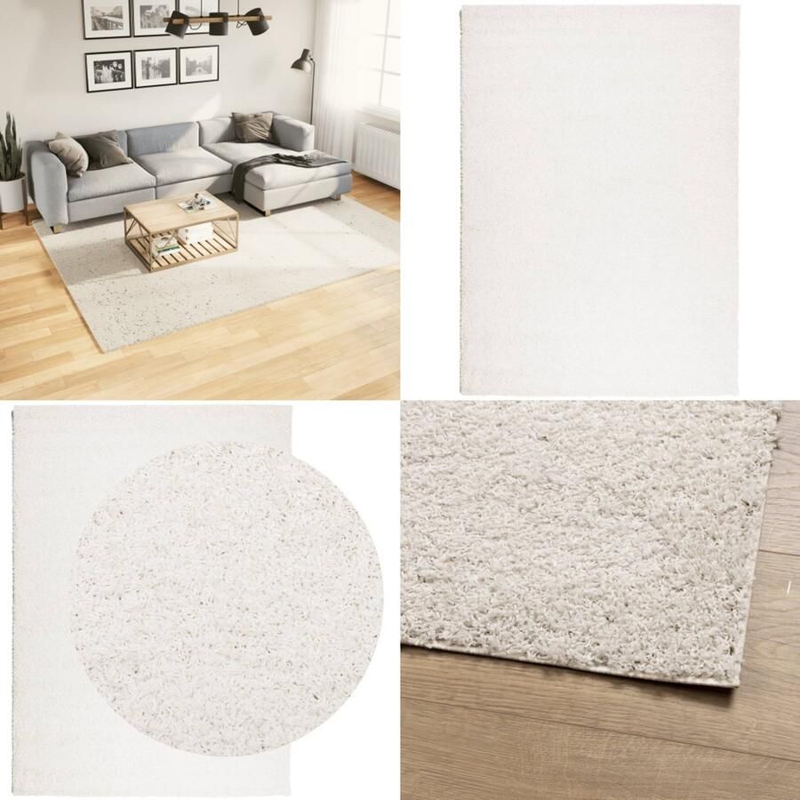 VidaXL Vloerkleed PAMPLONA shaggy hoogpolig modern 200x280 cm crème Vloerkleed Vloerkleden Tapijt Vloerbedekking