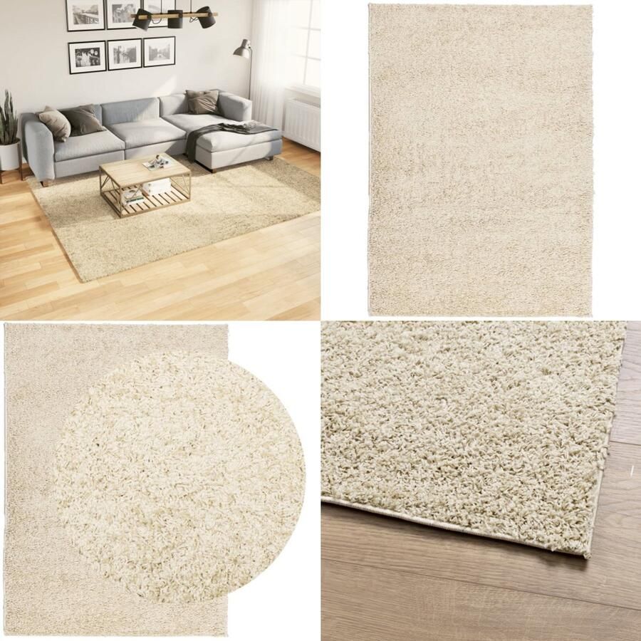 VidaXL Vloerkleed PAMPLONA shaggy hoogpolig modern 200x280 cm goud Vloerkleed Vloerkleden Tapijt Vloerbedekking