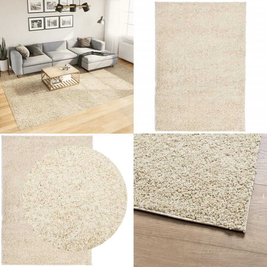 VidaXL Vloerkleed PAMPLONA shaggy hoogpolig modern 240x340 cm goud Vloerkleed Vloerkleden Tapijt Vloerbedekking