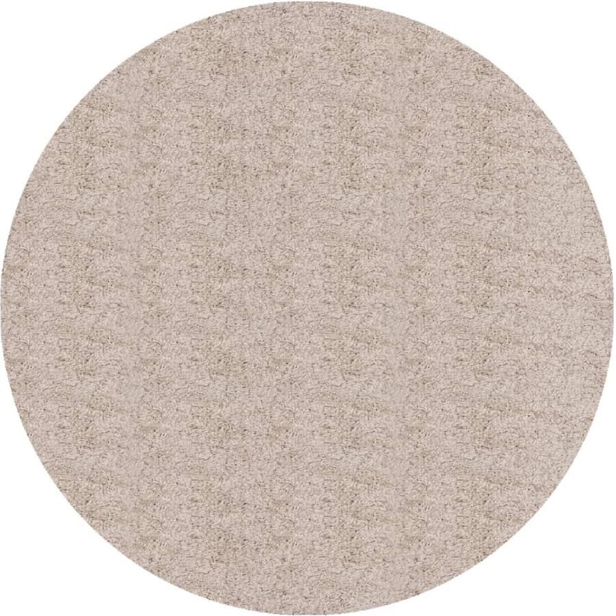 VidaXL Vloerkleed PAMPLONA Hoogpolig Ø 200 cm Beige Shaggy Tapijten Vloerkleed Beige Woonkamer Tapijt Slaapkamer Tapijt Groot Vloerkleed