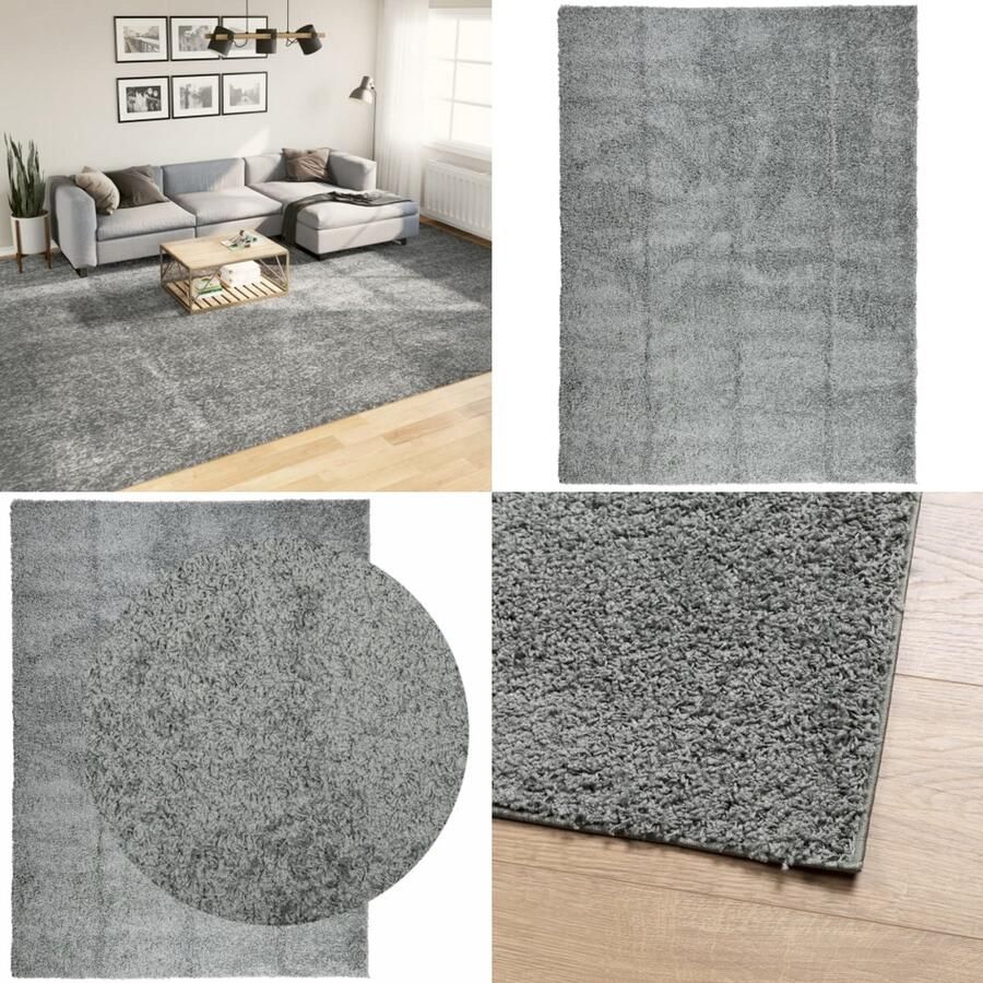 VidaXL Vloerkleed PAMPLONA shaggy hoogpolig modern 300x400 cm groen Vloerkleed Vloerkleden Tapijt Vloerbedekking