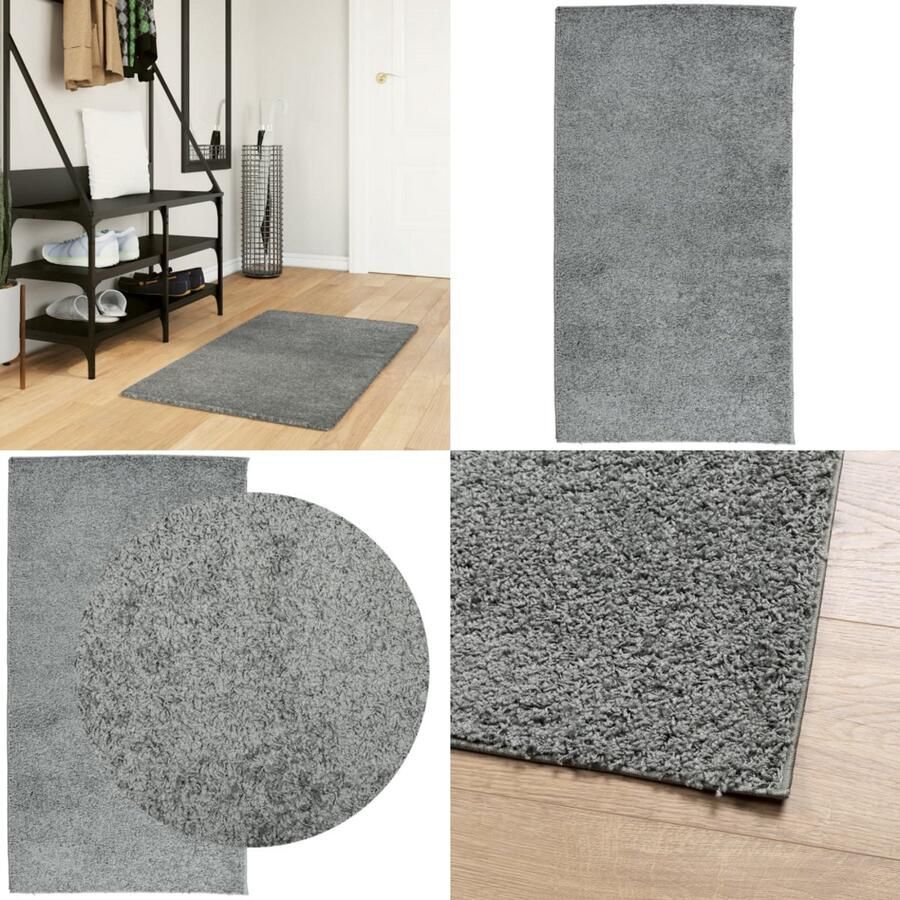 VidaXL Vloerkleed PAMPLONA shaggy hoogpolig modern 60x110 cm groen Vloerkleed Vloerkleden Tapijt Vloerbedekking