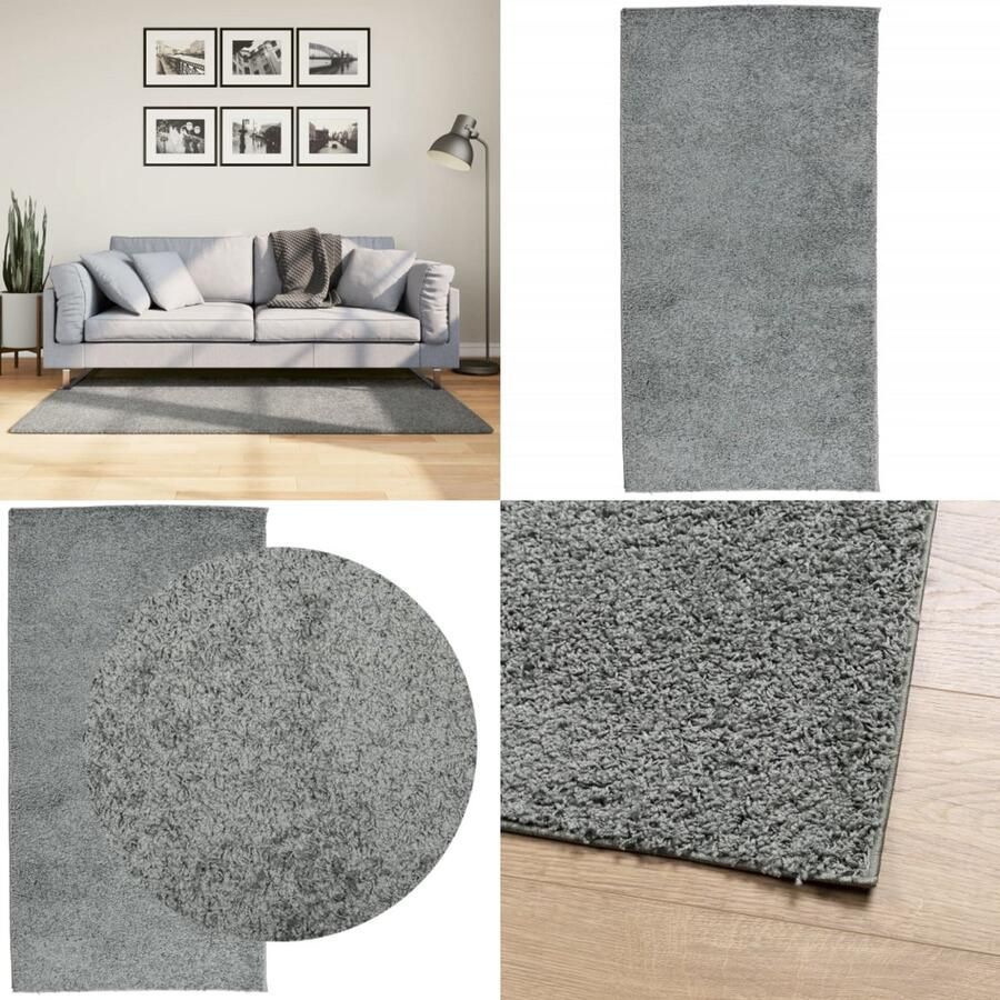 VidaXL Vloerkleed PAMPLONA shaggy hoogpolig modern 80x150 cm groen Vloerkleed Vloerkleden Tapijt Vloerbedekking
