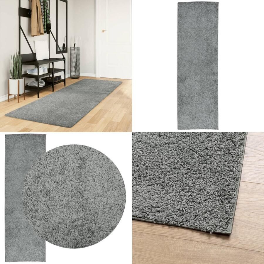 VidaXL Vloerkleed PAMPLONA shaggy hoogpolig modern 80x250 cm groen Vloerkleed Vloerkleden Tapijt Vloerbedekking