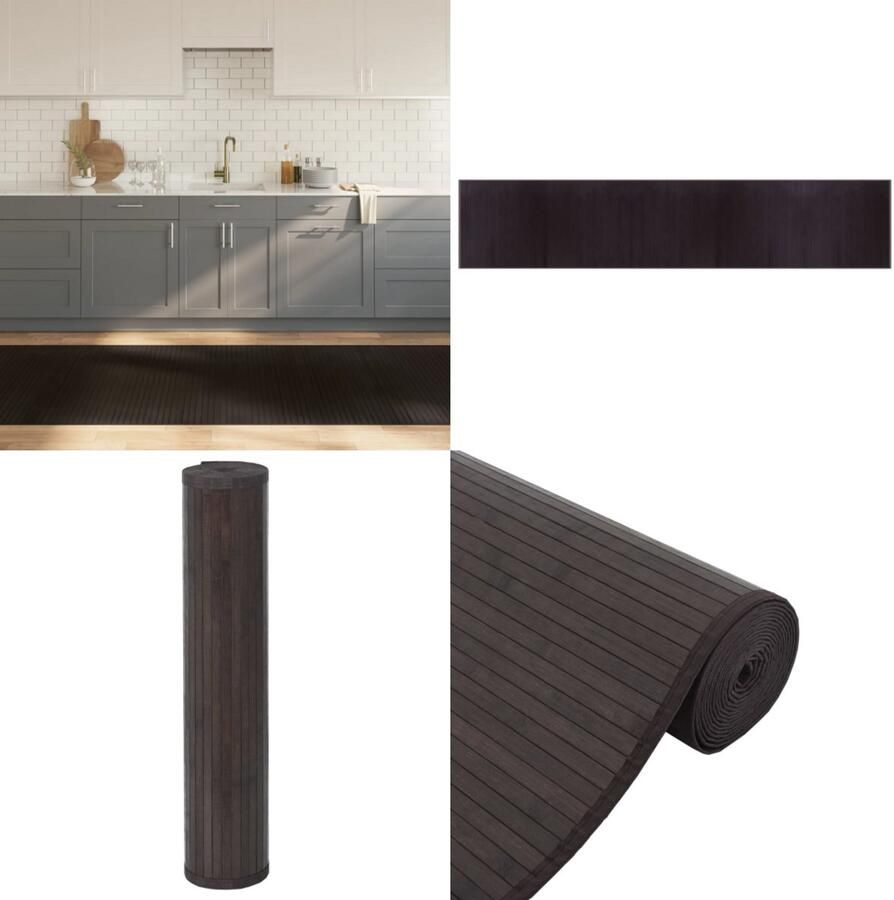 VidaXL Vloerkleed rechthoekig 100x1000 cm bamboe donkerbruin Vloerkleed Vloerkleden Tapijt Vloerbedekking