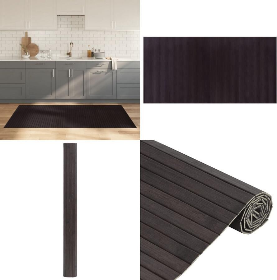VidaXL Vloerkleed rechthoekig 100x200 cm bamboe donkerbruin Vloerkleed Vloerkleden Tapijt Vloerbedekking