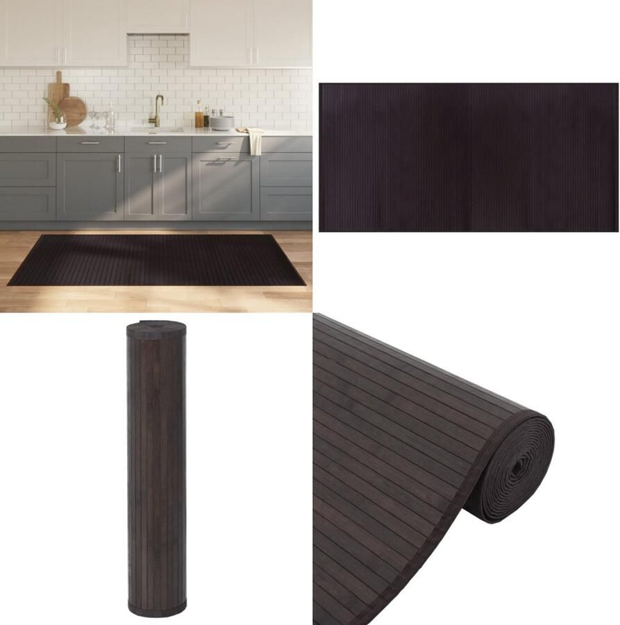 VidaXL Vloerkleed rechthoekig 100x200 cm bamboe donkerbruin Vloerkleed Vloerkleden Tapijt Vloerbedekking