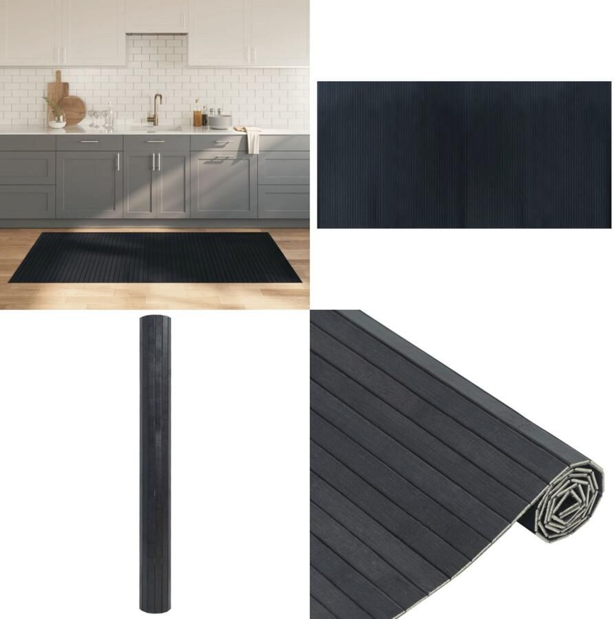 VidaXL Vloerkleed rechthoekig 100x200 cm bamboe grijs Vloerkleed Vloerkleden Tapijt Vloerbedekking