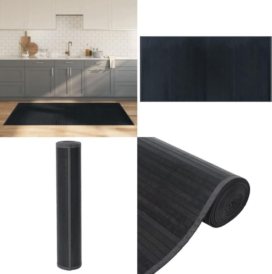 VidaXL Vloerkleed rechthoekig 100x200 cm bamboe grijs Vloerkleed Vloerkleden Tapijt Vloerbedekking