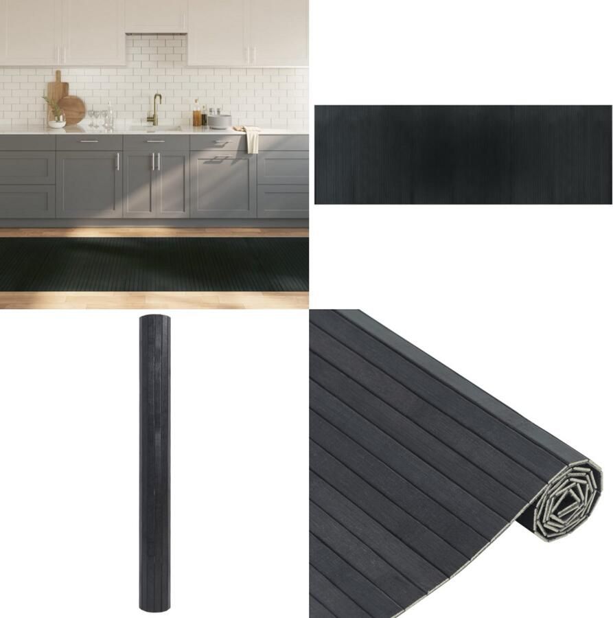 VidaXL Vloerkleed rechthoekig 100x300 cm bamboe grijs Vloerkleed Vloerkleden Tapijt Vloerbedekking