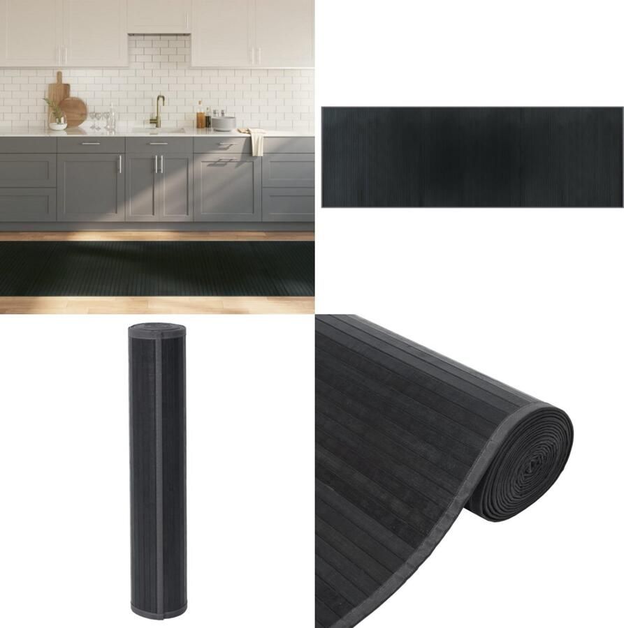 VidaXL Vloerkleed rechthoekig 100x300 cm bamboe grijs Vloerkleed Vloerkleden Tapijt Vloerbedekking