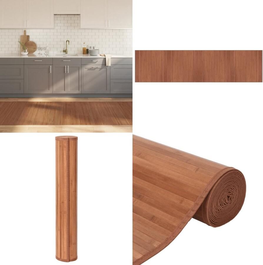 VidaXL Vloerkleed rechthoekig 100x400 cm bamboe bruin Vloerkleed Vloerkleden Tapijt Vloerbedekking