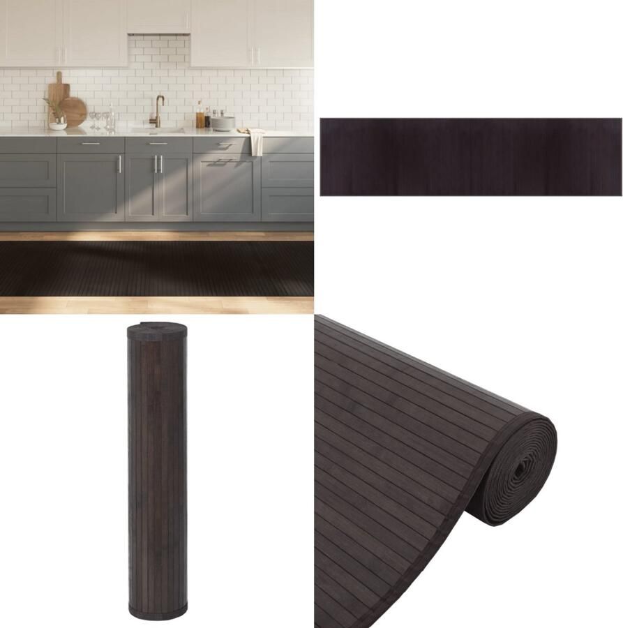 VidaXL Vloerkleed rechthoekig 100x400 cm bamboe donkerbruin Vloerkleed Vloerkleden Tapijt Vloerbedekking