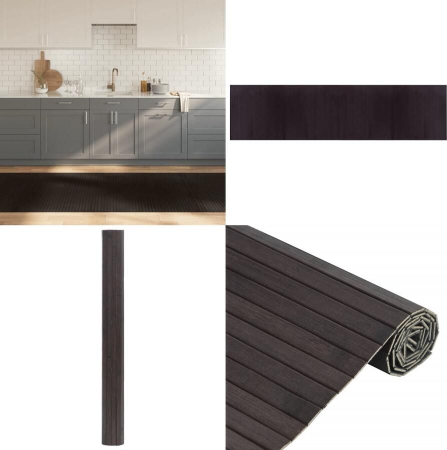 VidaXL Vloerkleed rechthoekig 100x400 cm bamboe donkerbruin Vloerkleed Vloerkleden Tapijt Vloerbedekking